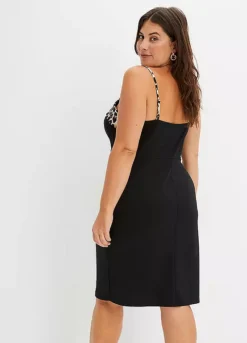 Animal Print Trim Party Dress -Lush Fit Store Animal Print Trim Party Dress951394FRSB W01