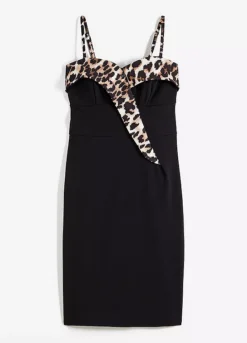 Animal Print Trim Party Dress -Lush Fit Store Animal Print Trim Party Dress951394FRSC