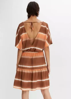 Batik Stripe Open Back Detailed Dress -Lush Fit Store Batik Stripe Open Back Detailed Dress927766FRSP W01