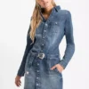 Belted Denim Dress -Lush Fit Store Belted Denim Dress928724FRSP