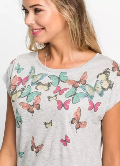 Butterfly Print T-Shirt -Lush Fit Store Butterfly Print T Shirt978898FRSP W02
