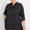 Checked Long Sleeve Longline Blouse -Lush Fit Store Checked Long Sleeve Longline Blouse933938FRSB