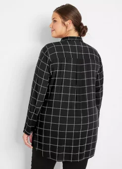 Checked Long Sleeve Longline Blouse -Lush Fit Store Checked Long Sleeve Longline Blouse933938FRSB W01