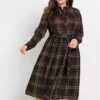 Checked Shirt Midi Dress -Lush Fit Store Checked Shirt Midi Dress914802FRSB