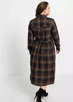 Checked Shirt Midi Dress -Lush Fit Store Checked Shirt Midi Dress914802FRSB W01