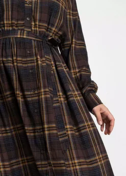 Checked Shirt Midi Dress -Lush Fit Store Checked Shirt Midi Dress914802FRSB W02