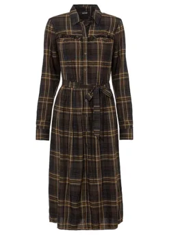 Checked Shirt Midi Dress -Lush Fit Store Checked Shirt Midi Dress914802FRSC