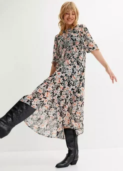 Chiffon Floral Print Midi Dress