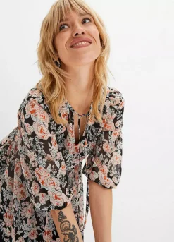 Chiffon Floral Print Midi Dress 10 Chiffon Floral Print Midi Dress -Lush Fit Store Chiffon Floral Print Midi Dress952544FRSP W02