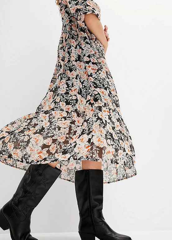 Chiffon Floral Print Midi Dress 7 Chiffon Floral Print Midi Dress - Image 5