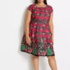 Christmas Motif Tartan Print Dress -Lush Fit Store Christmas Motif Tartan Print Dress952070FRSB