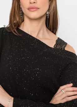 Cold Shoulder Sparkly Top -Lush Fit Store Cold Shoulder Sparkly Top955702FRSP W02