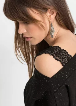 Cold Shoulder Sparkly Top -Lush Fit Store Cold Shoulder Sparkly Top955702FRSP W03