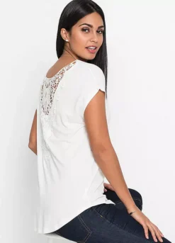 Crochet Back T-Shirt -Lush Fit Store Crochet Back T Shirt970304FRSP W03