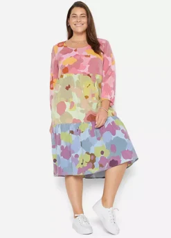 Cropped Sleeve Printed Tunic Dress