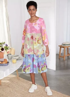 Cropped Sleeve Printed Tunic Dress -Lush Fit Store Cropped Sleeve Printed Tunic Dress955318FRSL