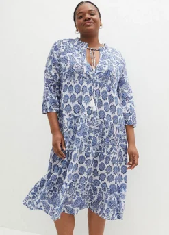 Crushed Cotton Midi Dress