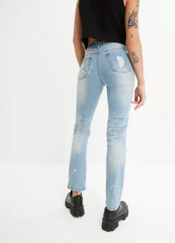 Destroyed Effect Straight Leg Jeans -Lush Fit Store Destroyed Effect Straight Leg Jeans948861FRSP W01