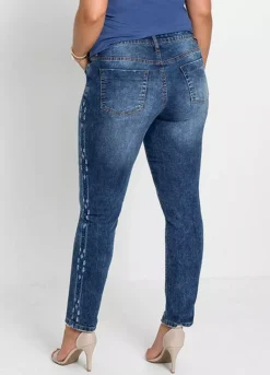 Embroidered Piped Jeans -Lush Fit Store Embroidered Piped Jeans904380FRSB W01