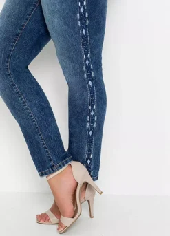 Embroidered Piped Jeans -Lush Fit Store Embroidered Piped Jeans904380FRSB W02