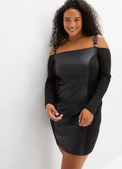 Faux Leather Party Shift Dress