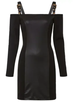 Faux Leather Party Shift Dress -Lush Fit Store Faux Leather Party Shift Dress910790FRSC