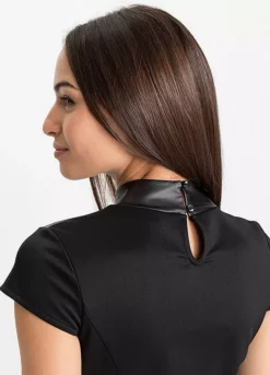 Faux Leather Short Sleeve Top -Lush Fit Store Faux Leather Short Sleeve Top960987FRSP W03