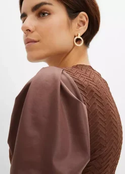 Faux Leather Sleeve Top -Lush Fit Store Faux Leather Sleeve Top957650FRSP W03