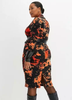 Faux Leather Trim Shift Dress -Lush Fit Store Faux Leather Trim Shift Dress917198FRSB W01