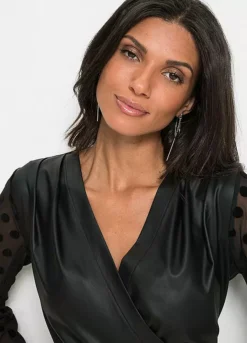 Faux Leather Wrap Top -Lush Fit Store Faux Leather Wrap Top938324FRSP W02