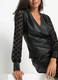 Faux Leather Wrap Top -Lush Fit Store Faux Leather Wrap Top938324FRSP W03