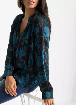 Floral Button Tunic -Lush Fit Store Floral Button Tunic929417FRSP W03