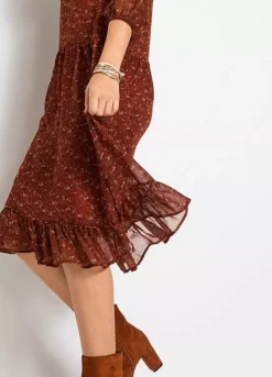 Floral Chiffon Dress -Lush Fit Store Floral Chiffon Dress905986FRSP W02