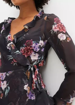 Floral Chiffon Wrap Blouse -Lush Fit Store Floral Chiffon Wrap Blouse948426FRSP W03