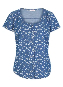 Floral Denim Shirt -Lush Fit Store Floral Denim Shirt946266FRSC