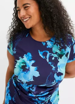 Floral Print Cap Sleeve Shift Dress -Lush Fit Store Floral Print Cap Sleeve Shift Dress955176FRSB W02