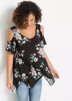 Floral Print Cold Shoulder Top