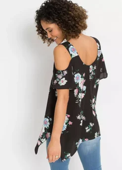 Floral Print Cold Shoulder Top -Lush Fit Store Floral Print Cold Shoulder Top904819FRSP W01