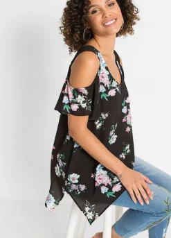 Floral Print Cold Shoulder Top -Lush Fit Store Floral Print Cold Shoulder Top904819FRSP W02