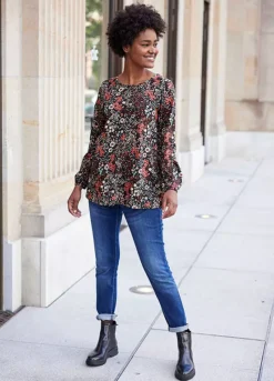 Floral Print Long Sleeve Tunic -Lush Fit Store Floral Print Long Sleeve Tunic963441FRSL