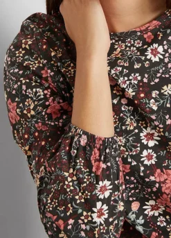 Floral Print Long Sleeve Tunic -Lush Fit Store Floral Print Long Sleeve Tunic963441FRSP W02
