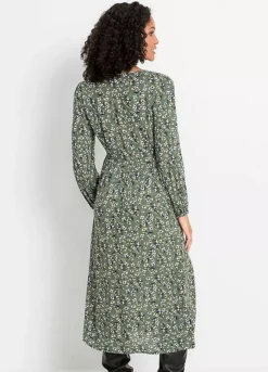 Floral Print V-Neck Dress -Lush Fit Store Floral Print V Neck Dress928213FRSP W01