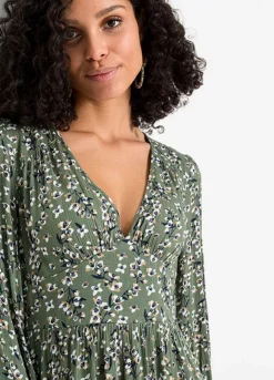 Floral Print V-Neck Dress -Lush Fit Store Floral Print V Neck Dress928213FRSP W02