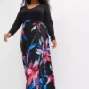 Floral Print V-Neck Maxi Dress -Lush Fit Store Floral Print V Neck Maxi Dress921897FRSB