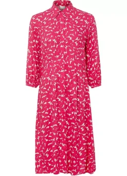 Floral Three-Quarter Sleeve Shirt Dress -Lush Fit Store Floral Three Quarter Sleeve Shirt Dress928412FRSC