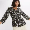 Floral Three-Quarter Sleeve Wrap Blouse -Lush Fit Store Floral Three Quarter Sleeve Wrap Blouse925751FRSP