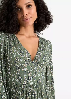 Floral V-Neck Dress -Lush Fit Store Floral V Neck Dress966710FRSP W03