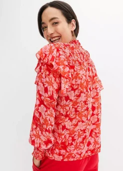 Flounced Floral Blouse -Lush Fit Store Flounced Floral Blouse942865FRSP W01