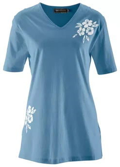 Flower Print V-Neck Top -Lush Fit Store Flower Print V Neck Top909136FRSC