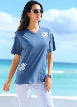 Flower Print V-Neck Top -Lush Fit Store Flower Print V Neck Top909136FRSL